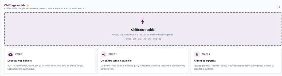 Drag and drop des plans et e-mails dans Quote